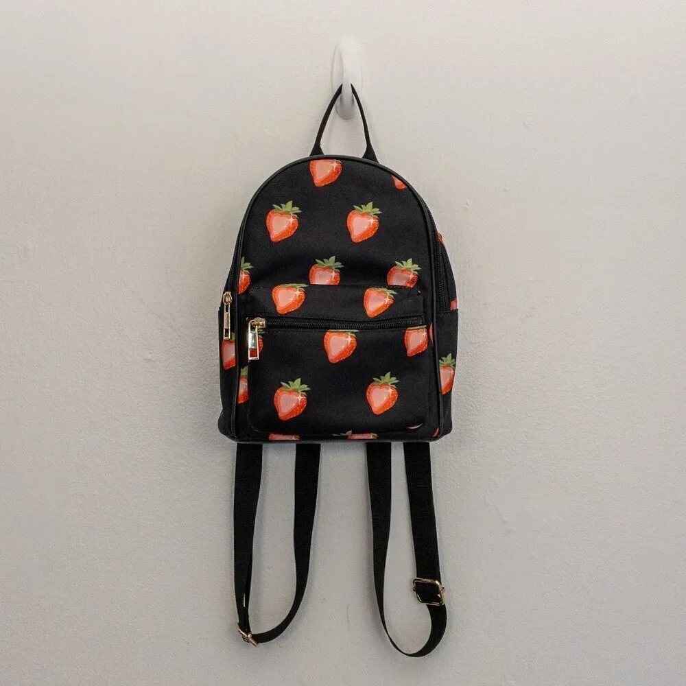 Like Dreams Strawberry Print Mini Backpack – Cute & Compact Statement Bag